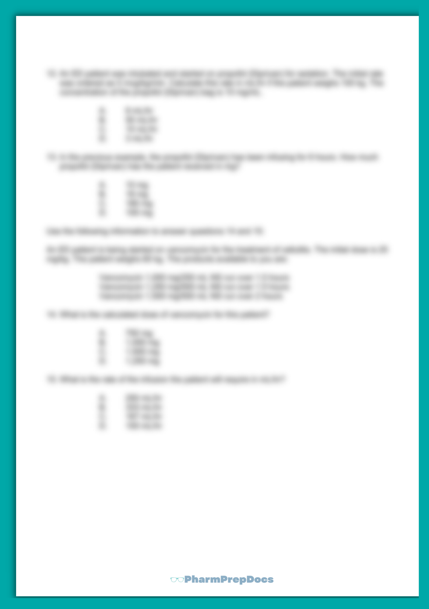 Infusion Calculations Practice Test