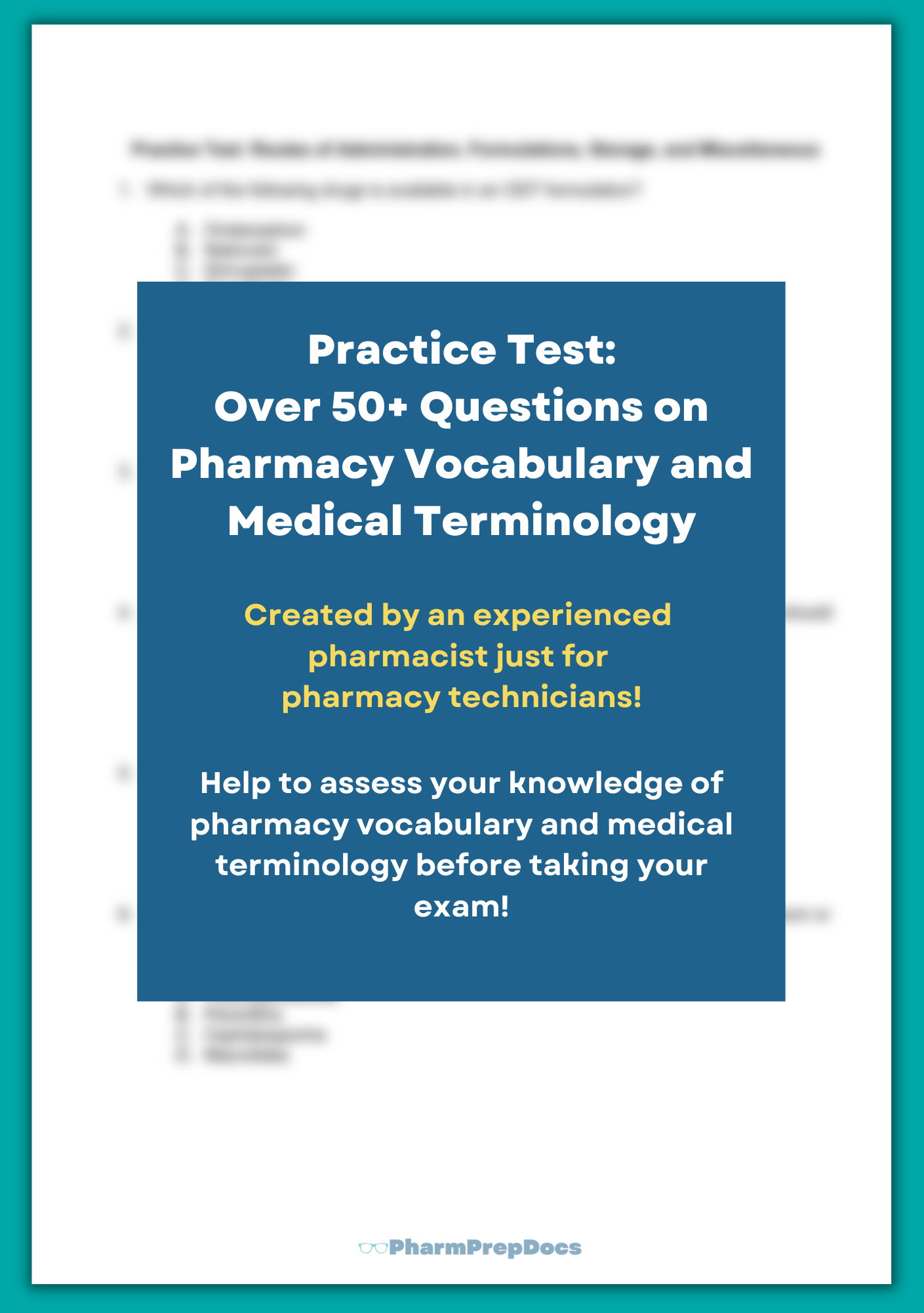 Practice Test: Pharmacy Vocabulary and Medical Terminology